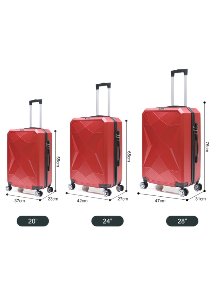 Cheffinger Reisekoffer ABS-03 Koffer 3-teilig Hartschale Trolley Set Kofferset Ha in Rot günstig kaufen onesize