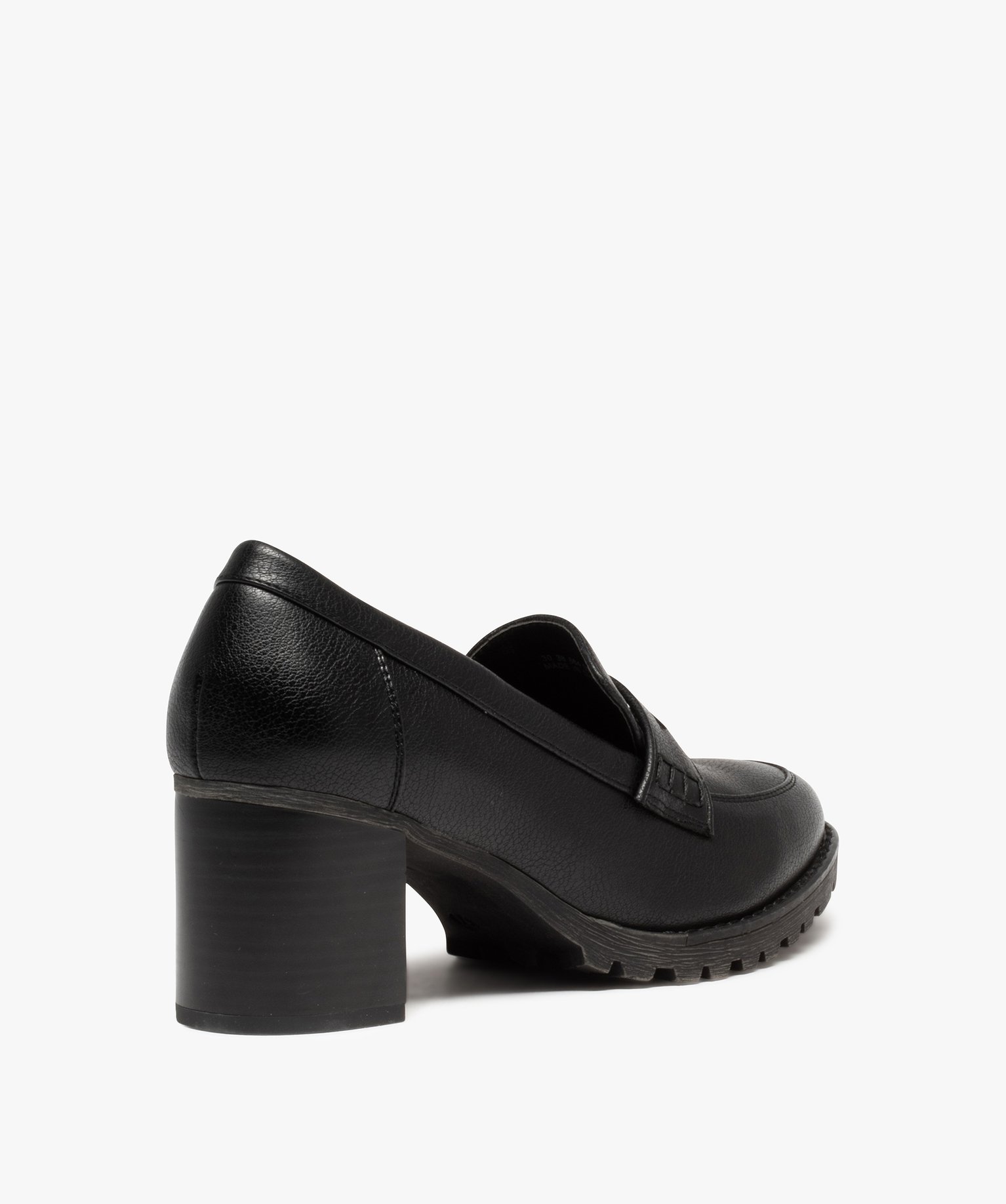 Mocassins femme unis à talon carré noir | GEMO