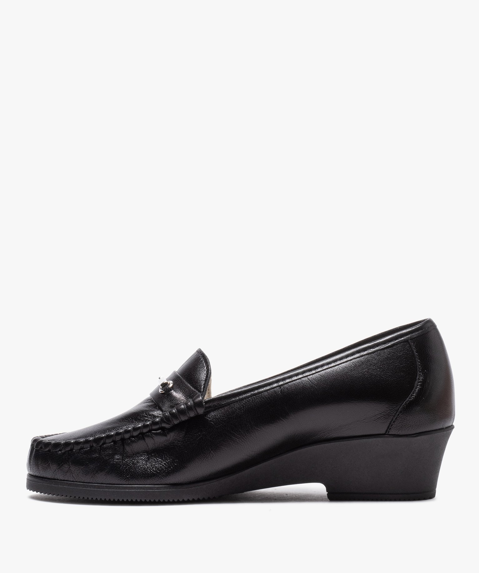 Mocassins femme confort unis dessus cuir noir | GEMO