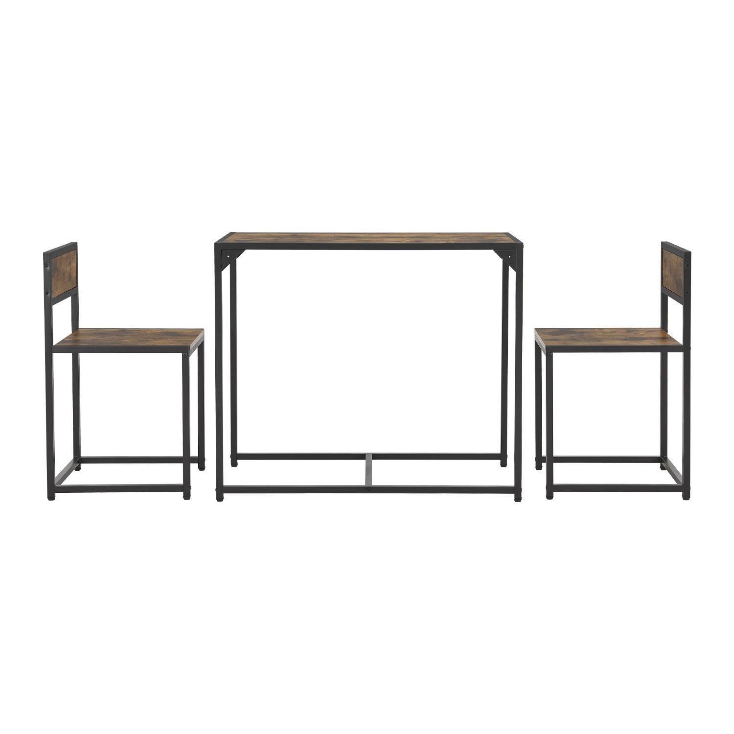 Juskys Küchentisch, 3-teilig, klein, platzsparend, für 2 Personen, Industrial Design