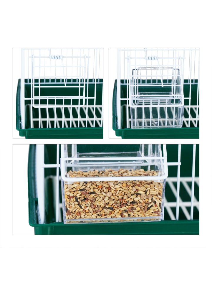relaxdays Vogelkäfig in Weiß/Grün - (B)34,5 x (H)49,5 x (T)28 cm günstig kaufen onesize