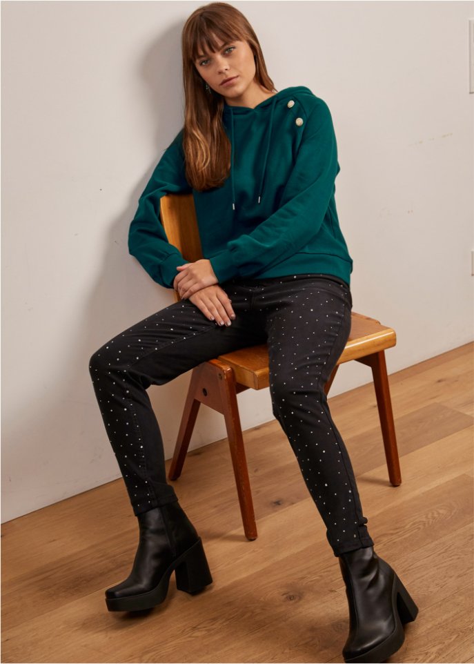 Stretch-Hose mit Glitzersteinen