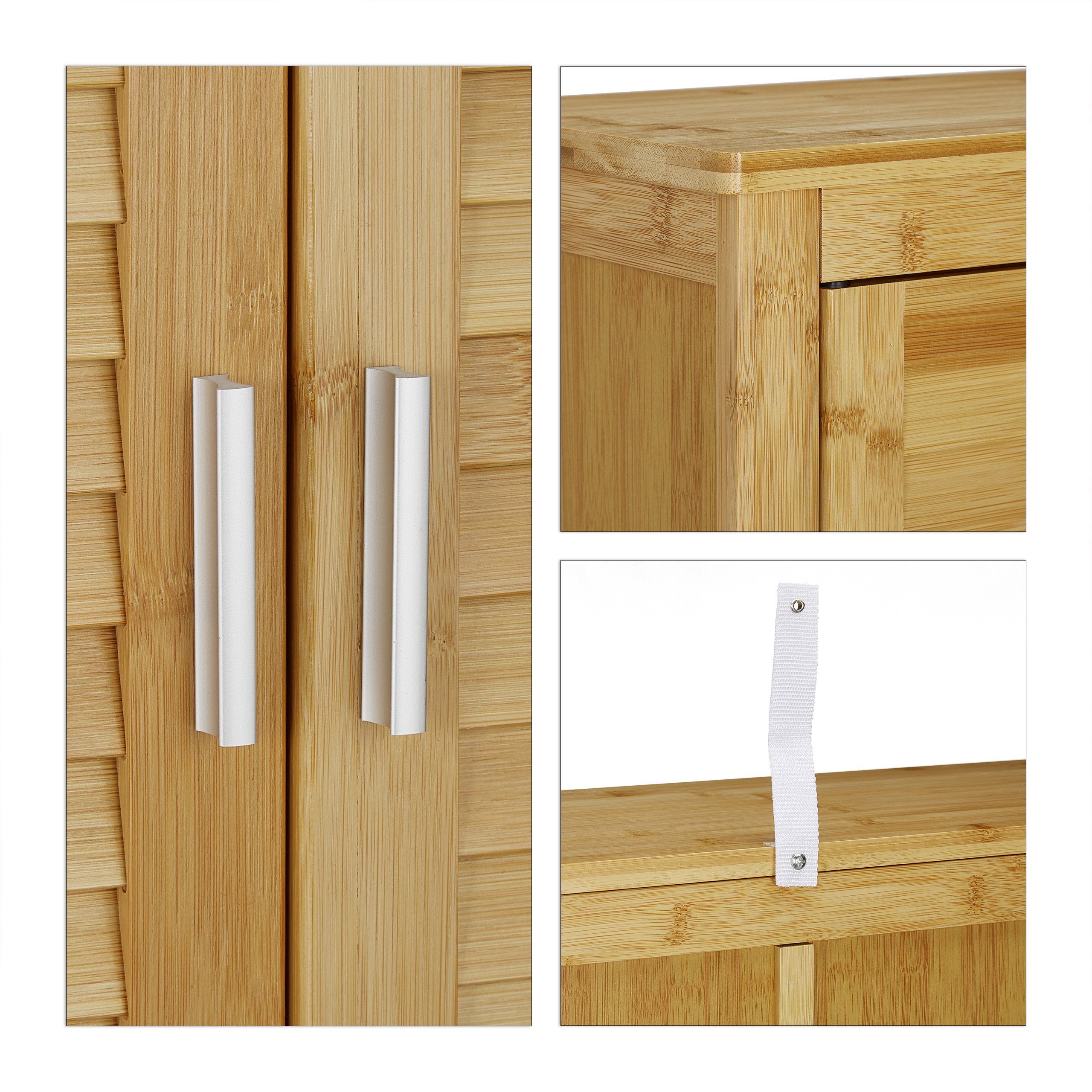 relaxdays Waschmaschinenumbauschrank Waschmaschinenschrank LAMELL Bambus