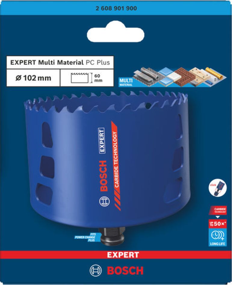 „Bosch Blue Accessories 2608901900 EXPERT Power-Change“ skylių pjūklas įvairioms medžiagoms, 102 mm