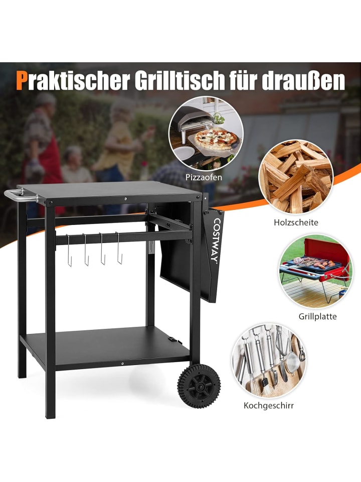 COSTWAY Grilltisch mit Tischplatte klappbar in Schwarz günstig kaufen onesize