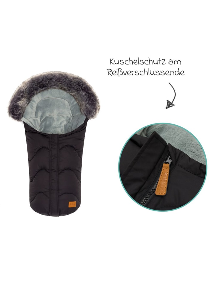 fillikid Fleece-Fußsack mit Fellkragen Lhotse für in schwarz günstig kaufen onesize