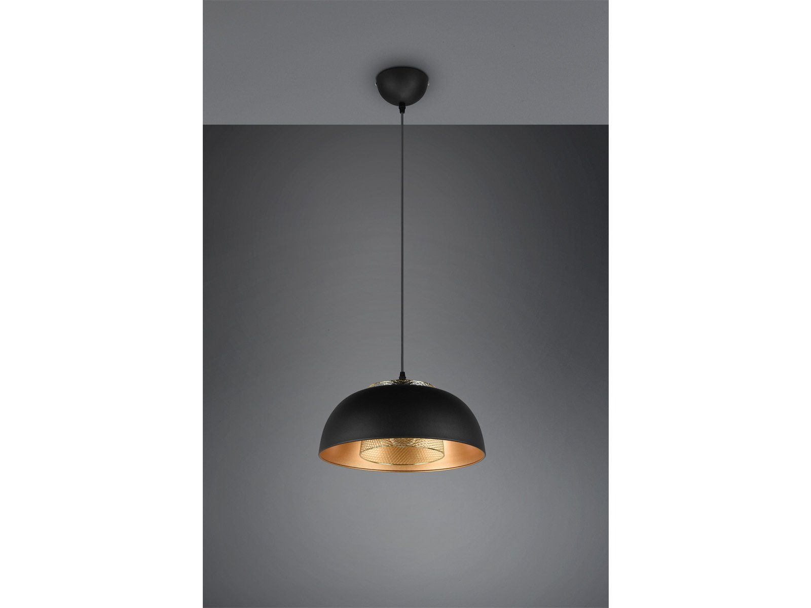 meineWunschleuchte LED Pendelleuchte, Dimmfunktion, LED wechselbar, warmweiß, Designer Esstischlampe einflammig über Kücheninsel Schwarz Gold, 35cm