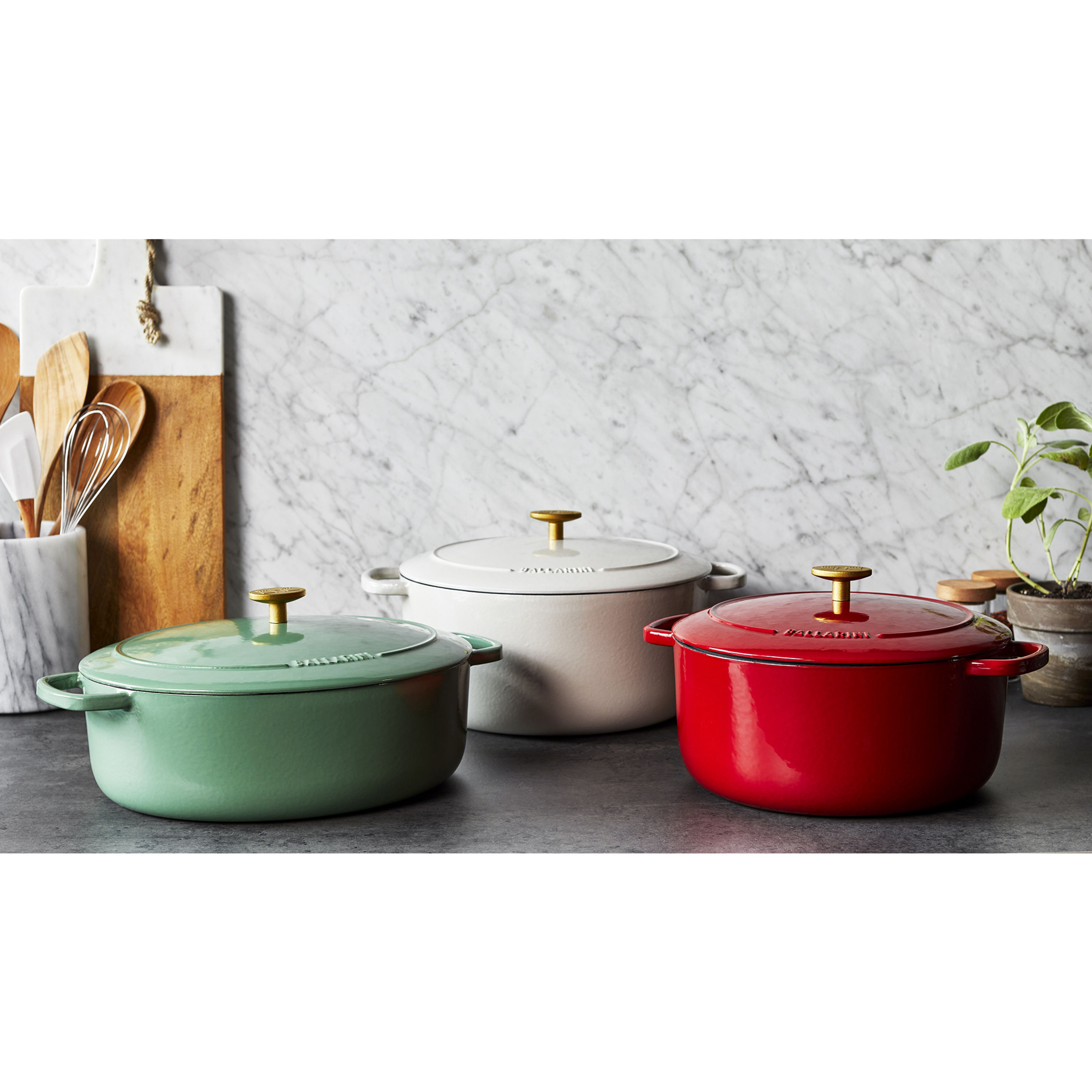 Cocotte 29 cm, oval, Grün, Gusseisen