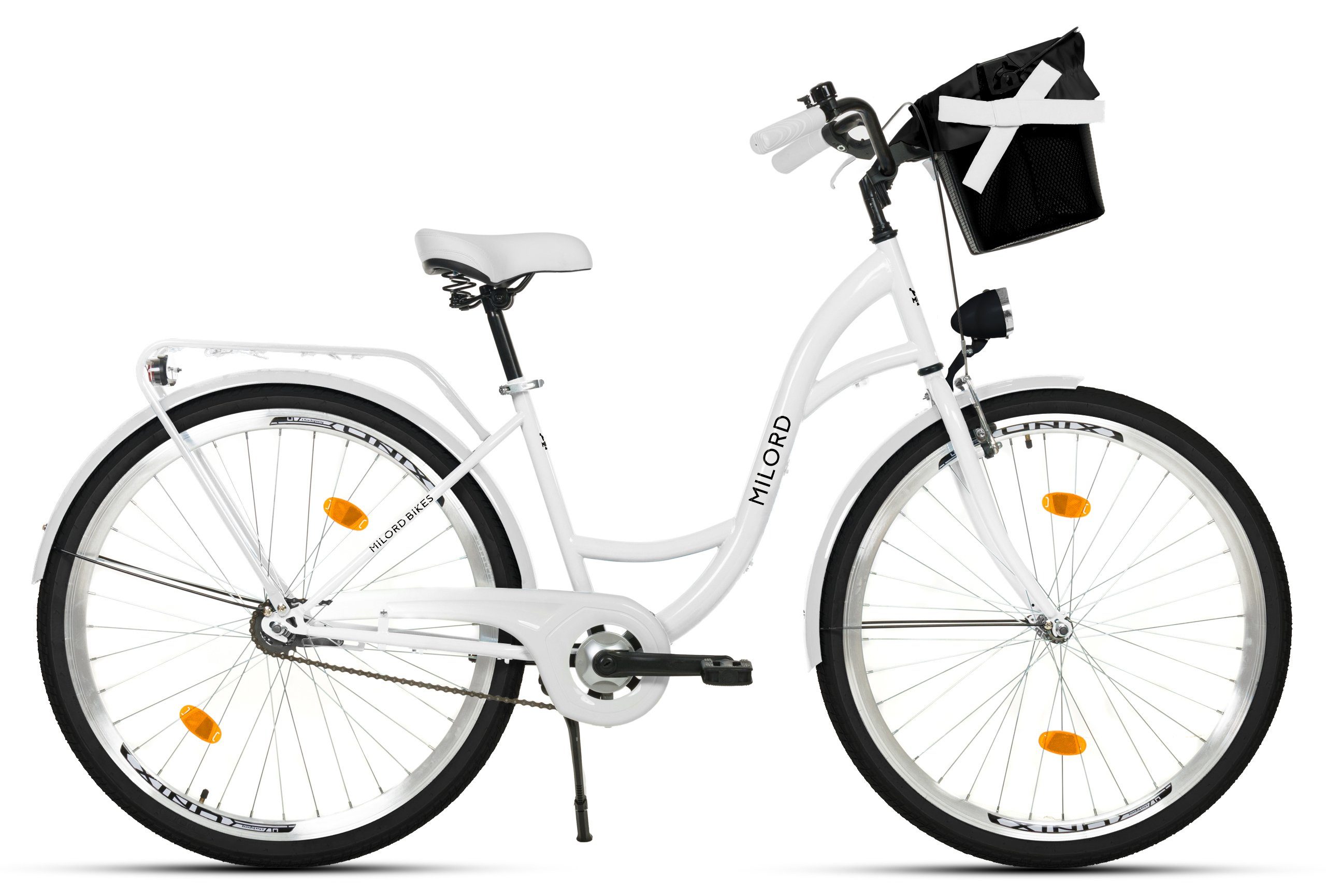 MILORD BIKES Cityrad Milord City Fahrrad Korb Damenfahrrad, 28/26 Zoll, Weiß, 1-Gang, 1 Gang