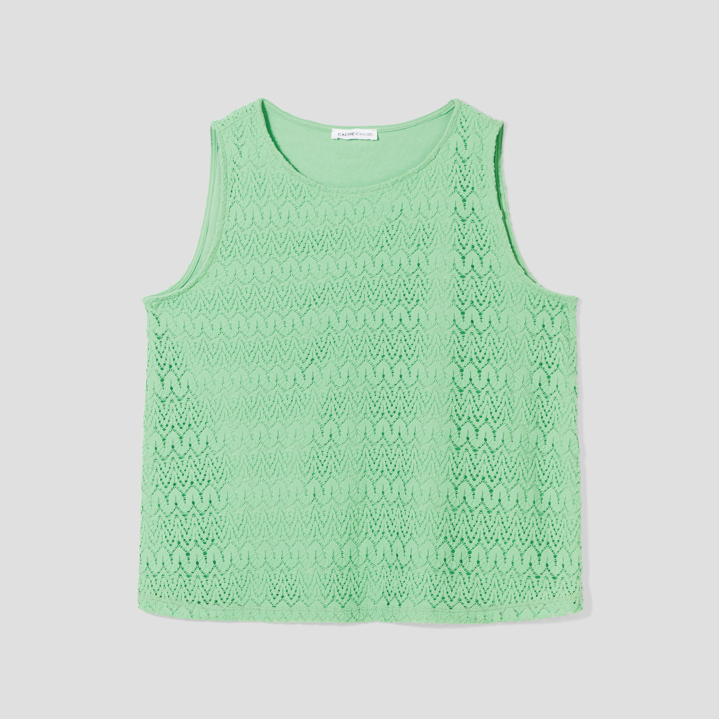 Débardeur aspect crochet vert clair femme | Cache Cache