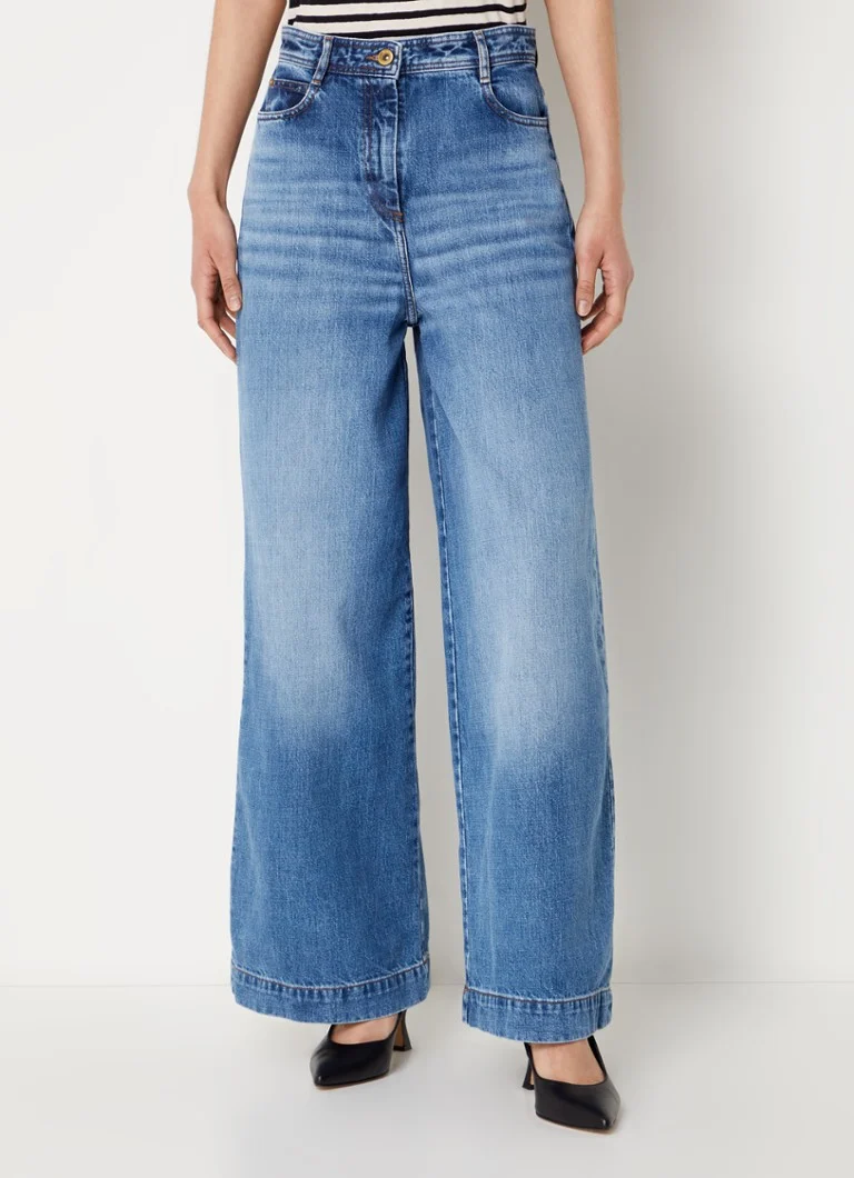 Jeans Sessùn Captain a vita alta e gamba larga, lavaggio medio