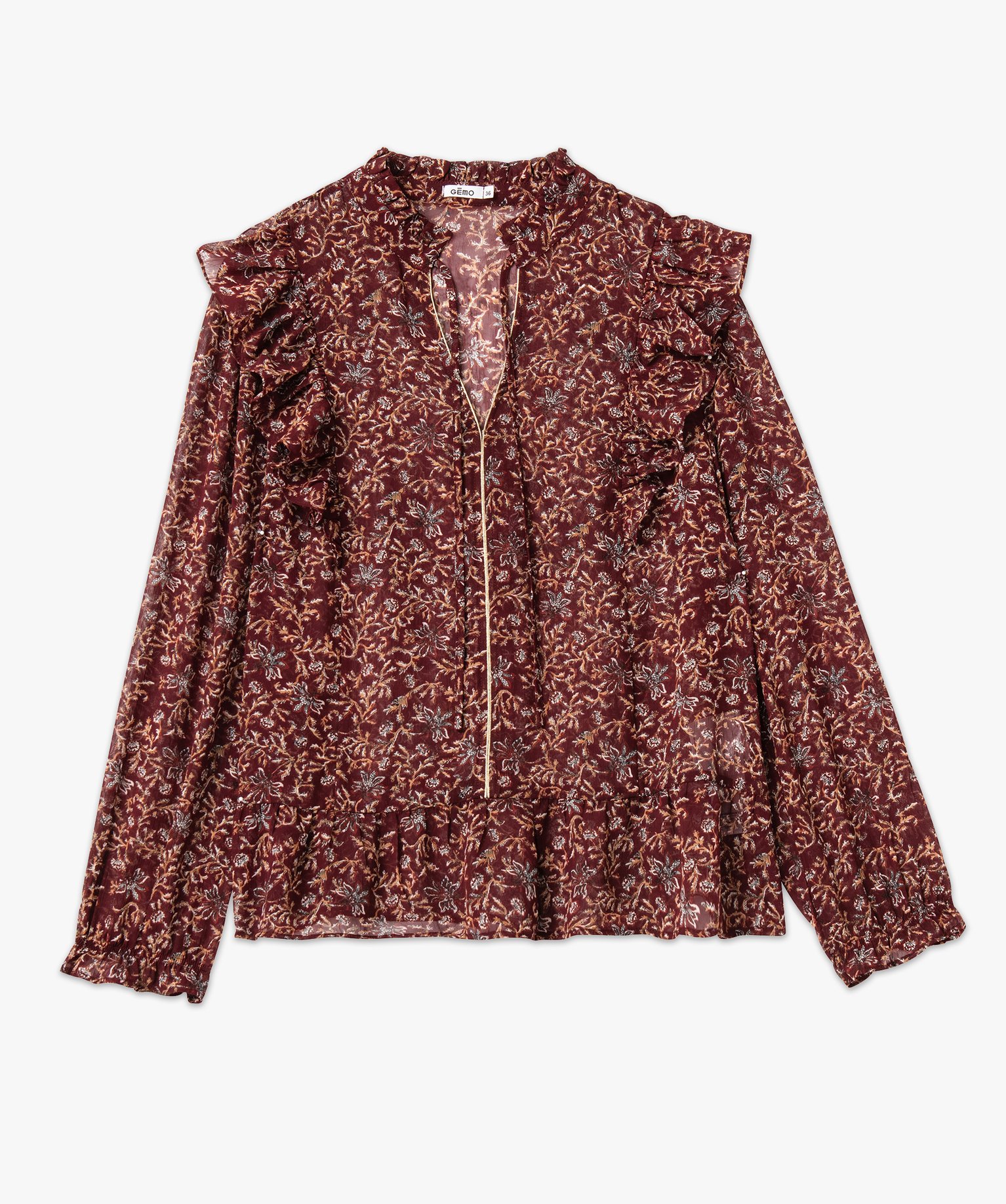 Blouse à manches longues à motifs fleuris femme imprime | GEMO