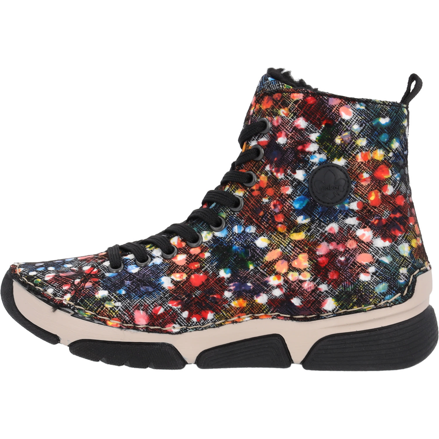 Rieker 45910, Schnürstiefel, Damen, schwarz-multi