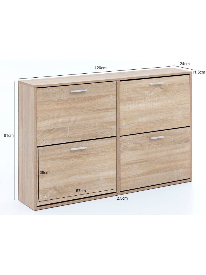 KADIMA DESIGN Schuhschrank WL5.828 Modern 120 x 81 x 24 cm Holz Schuhregal 4 in Sonoma günstig kaufen onesize
