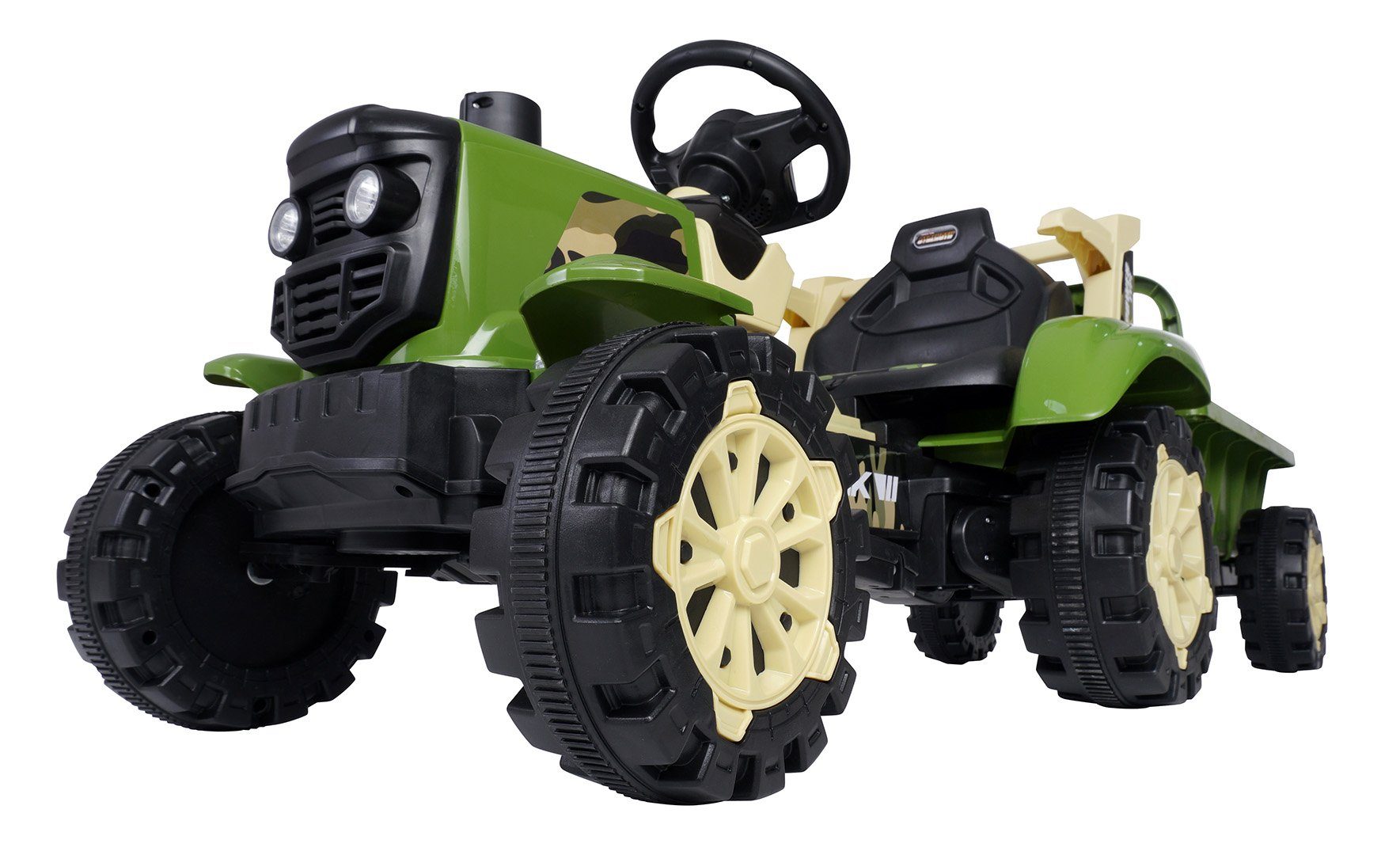 Actionbikes Motors electric children's tractor children's electric tractor with trailer vehicle incl. remote control, load capacity 30 kg, (2-part), 30 kg payload - automatic brake - 2x 6 V motor - from 3 years