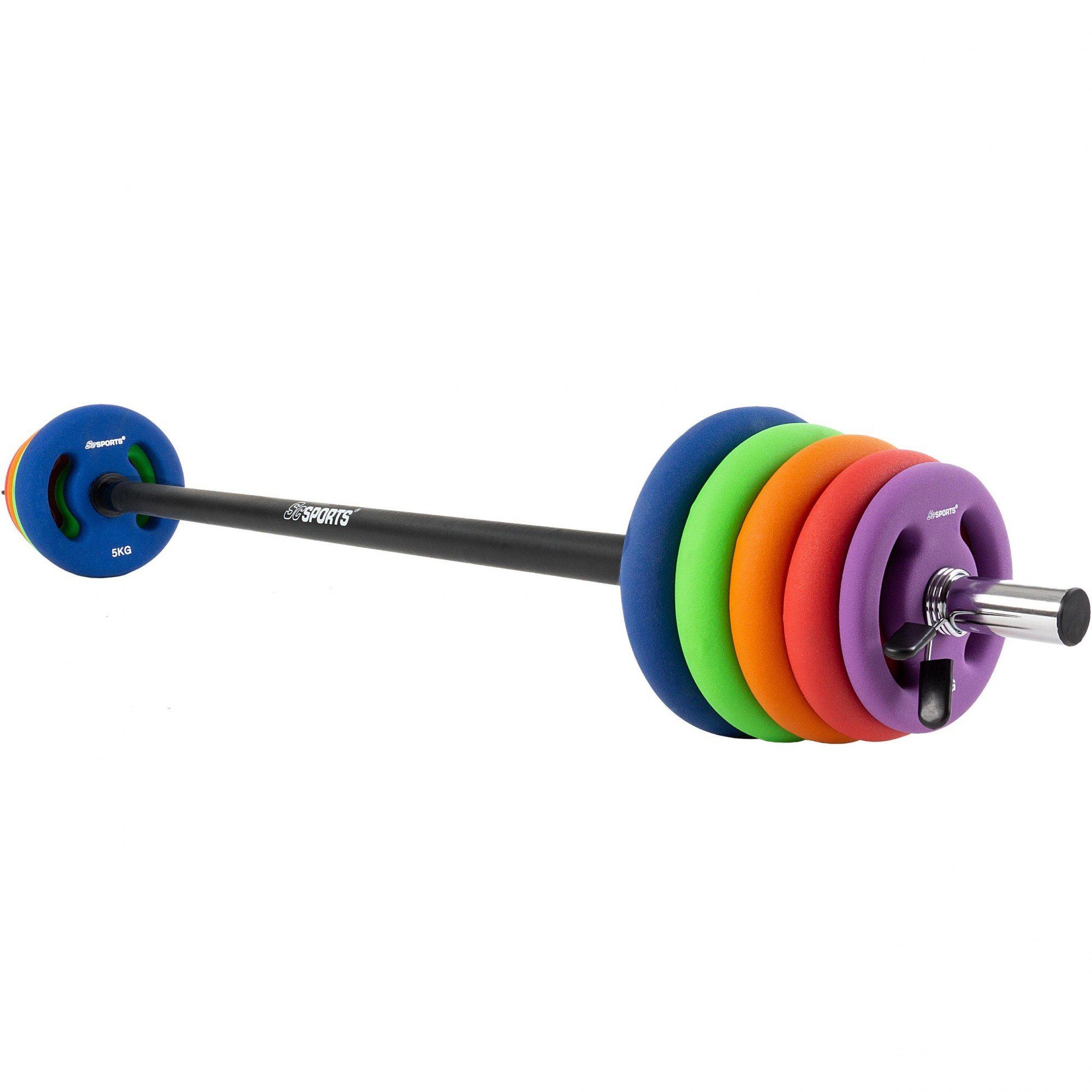 ScSPORTS® Hantel-Set 33kg Neopren Gusseisen Gewichte 30mm Langhantel Kurzhanteln