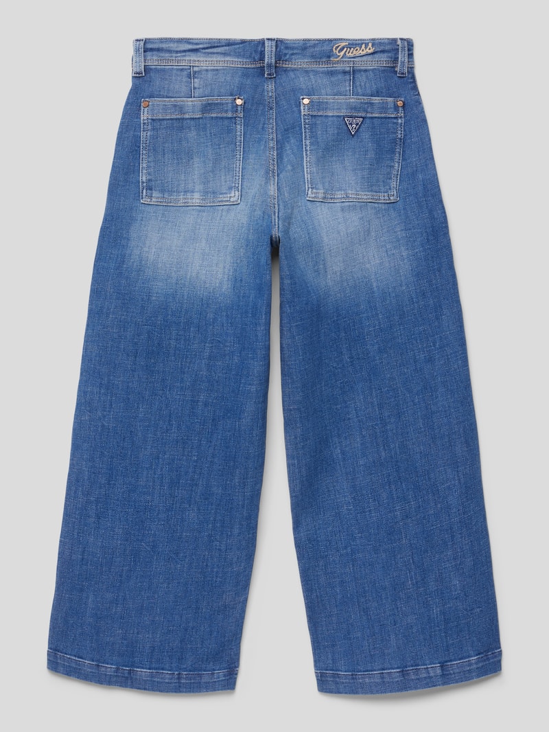 Jeans-Culotte in Denim-Optik mit Label-Details in blau