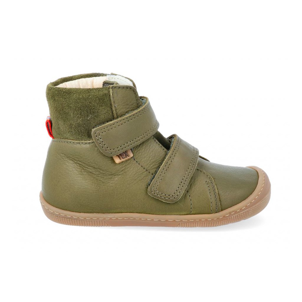 Koel4kids Emil Nappa TEX Wool Khaki T003.102-350 mit Wolle gefütterte Barfuß-Stiefeletten