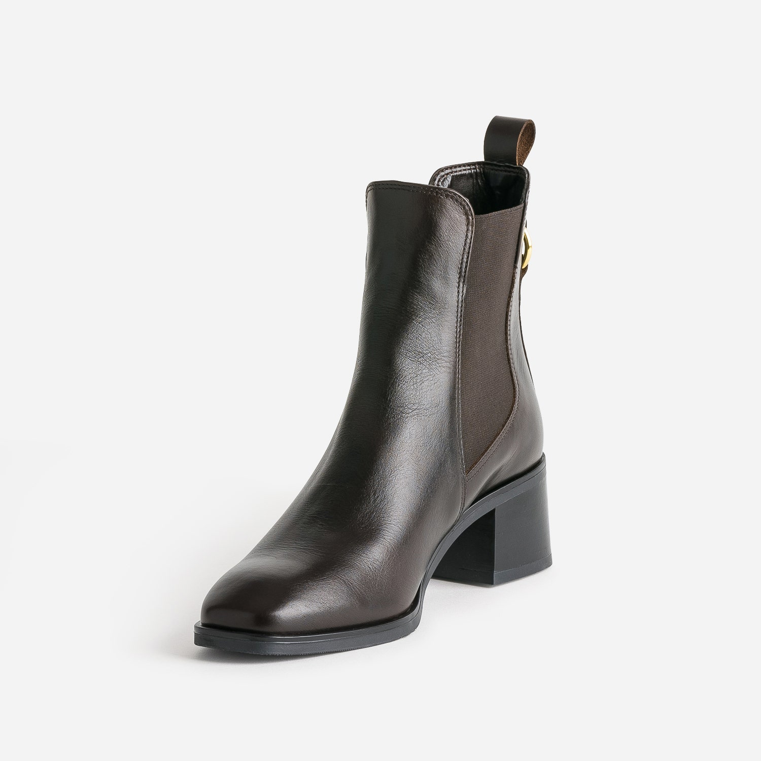 Chelsea boots marron foncé en cuir