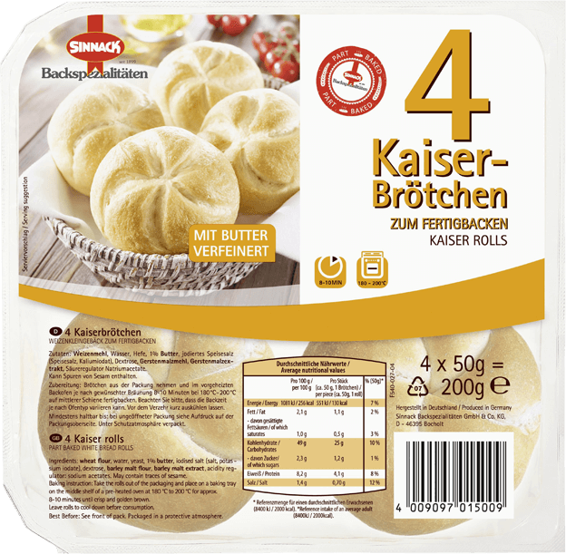 Sinnack Kaiserbrötchen zum Aufbacken