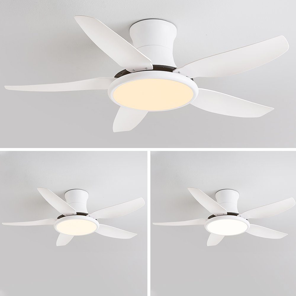 Euroton Deckenventilator Deckenventilator LED Beleuchtung 6 Geschwindigkeiten timer 2 Stunden