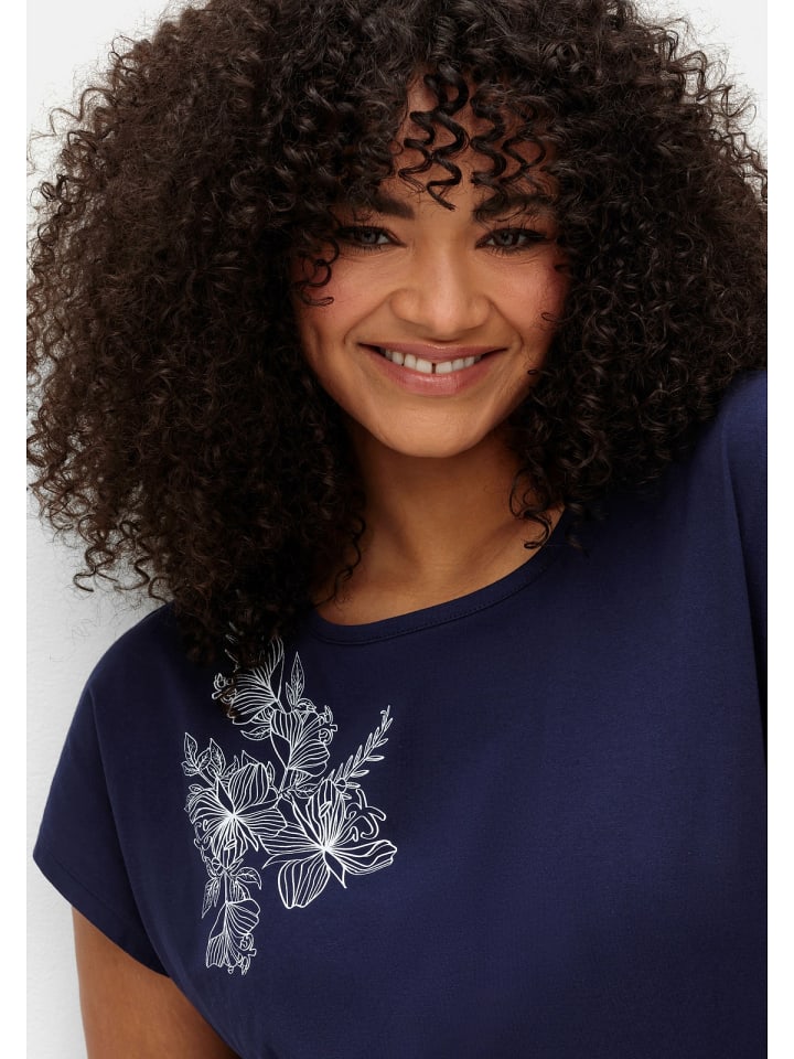 sheego Jerseyshirt in marine bedruckt günstig kaufen