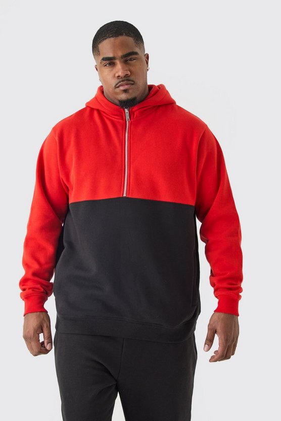 Plus Slim-Fit Colorblock Trainingsanzug mit Reißverschluss