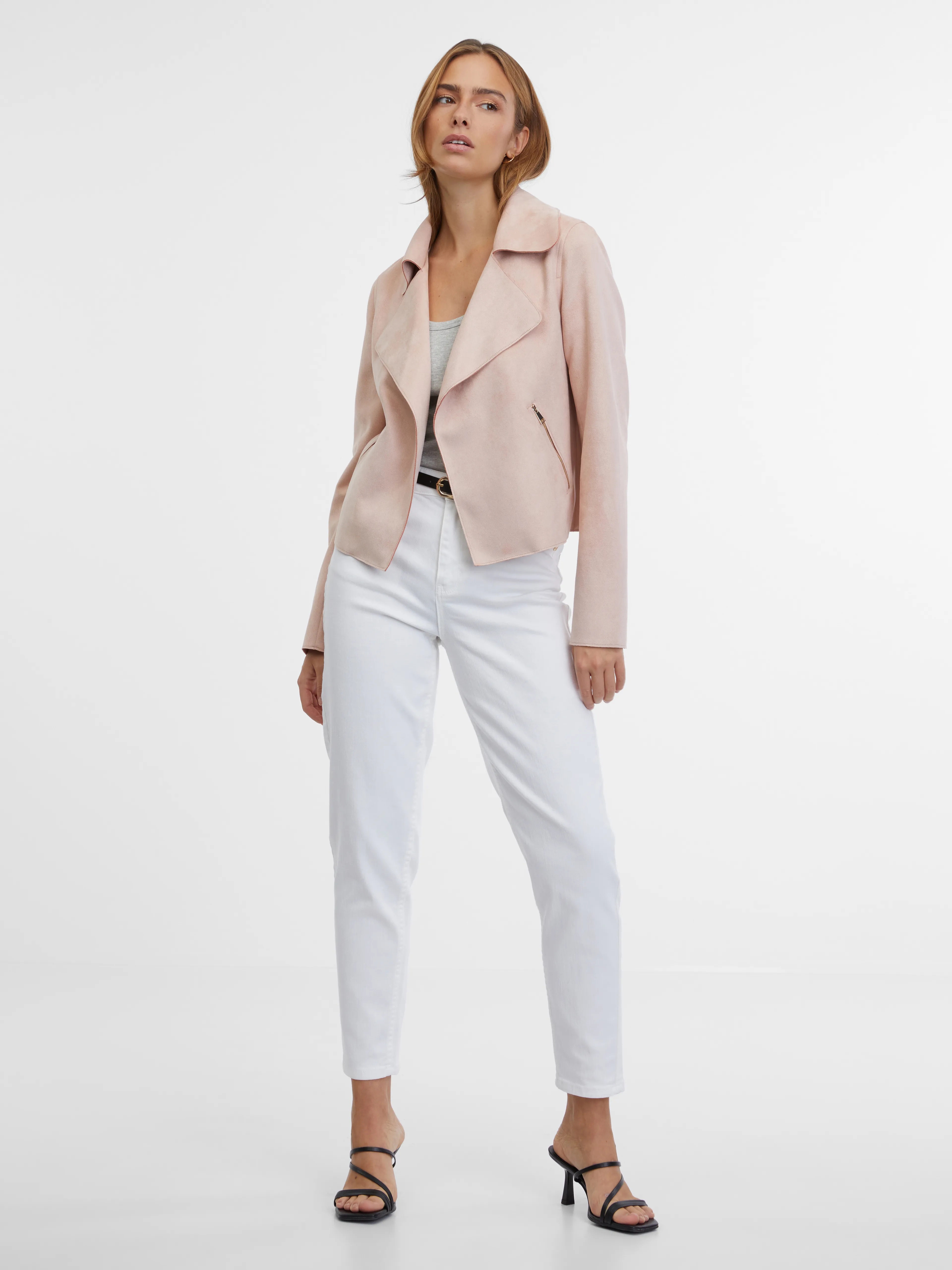 Hellrosa Damenjacke aus Veloursleder ORSAY