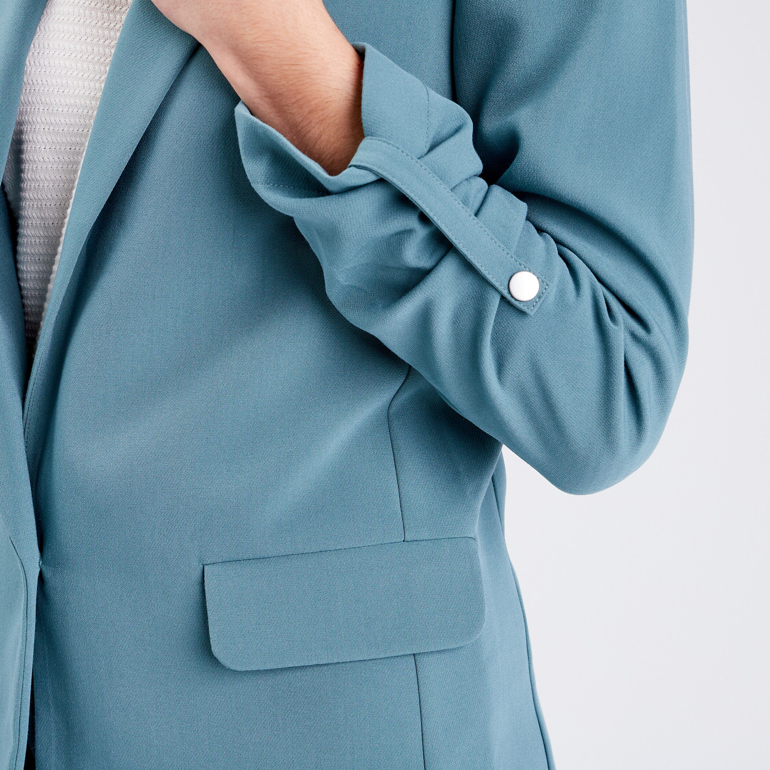 Veste blazer droite fluide vert foncé femme | Cache Cache
