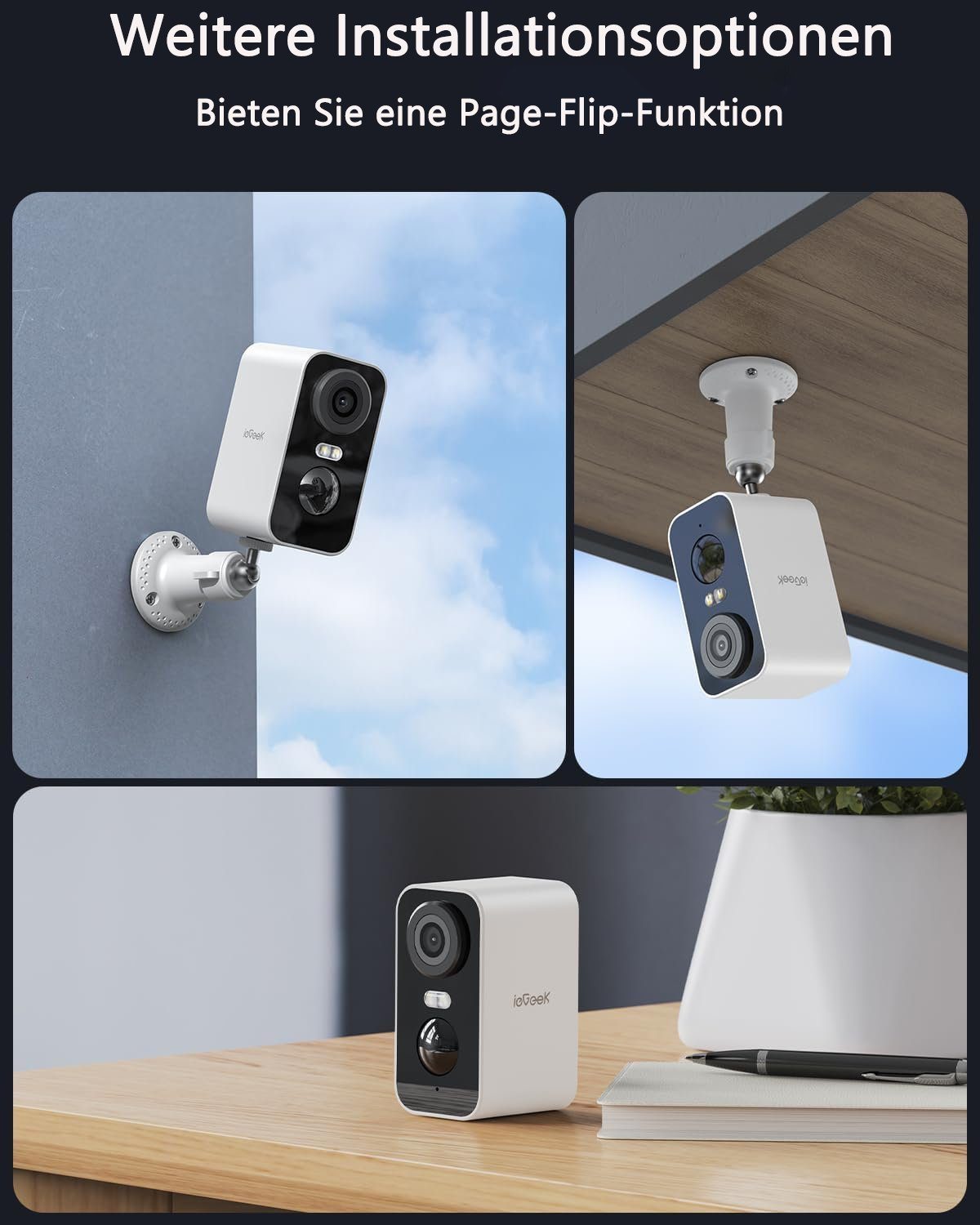 ieGeek 5MP Drahtlose Überwachungskameras Aussen Kamerasystem für zu Hause Überwachungskamera (außen/innen, Intelligente KI-Erkennung,Multi-User-Sharing,Cloud/SD Storage, Überwachung mit Bewegungslicht, Akku Kamera,Farbige Nachtsicht,WiFi IP, PIR-Bewe