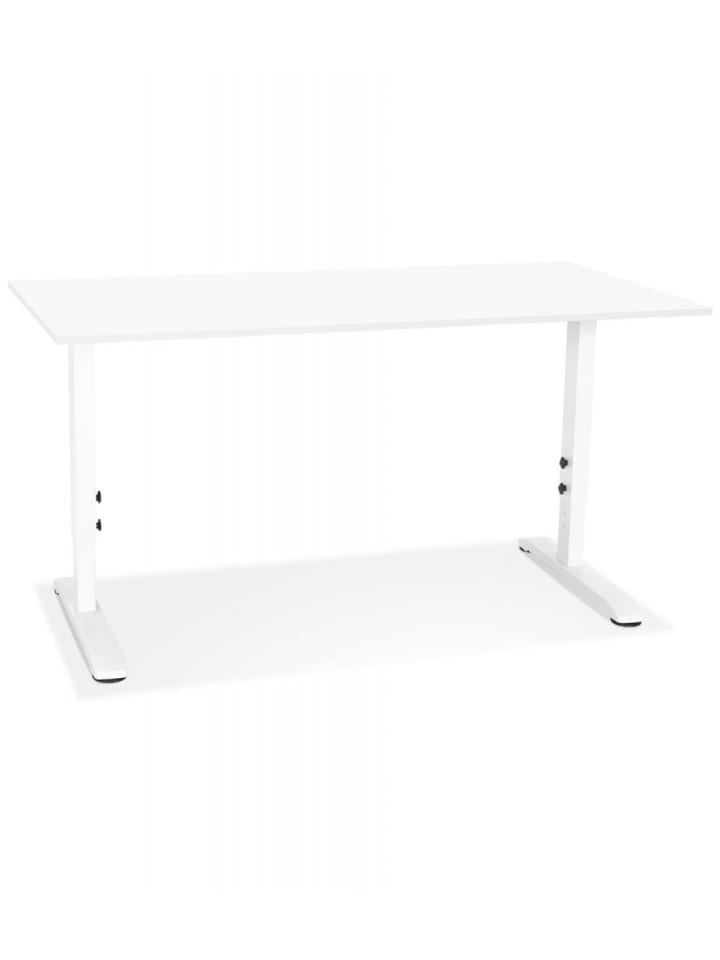 KADIMA DESIGN Höhenverstellbarer Schreibtisch aus Holz und Metall | Modern Weiß in Weiß günstig kaufen