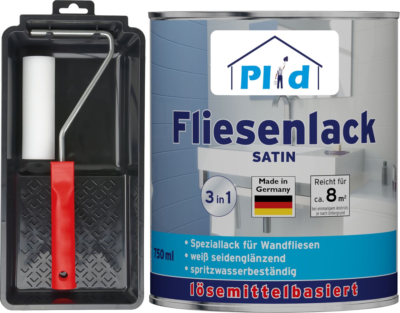 Plid Premium Fliesenlack Fliesen Lack  Fliesenfarbe Lackierset Weiß - Seidenglänzend