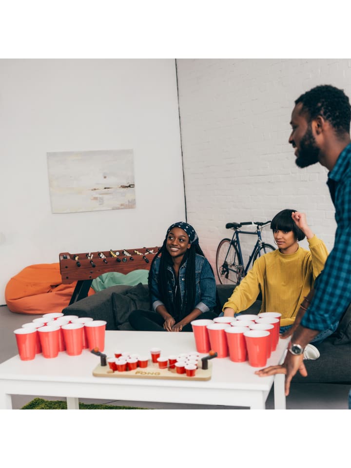 relaxdays Mini Beer Pong in Natur/Rot günstig kaufen onesize