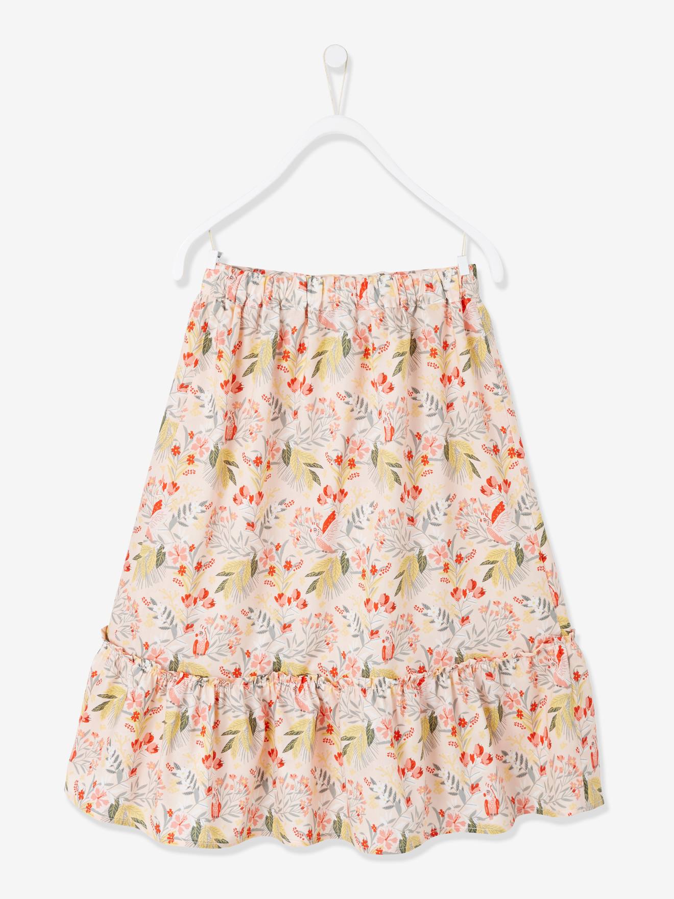 Jupe longue fille blanc chiné