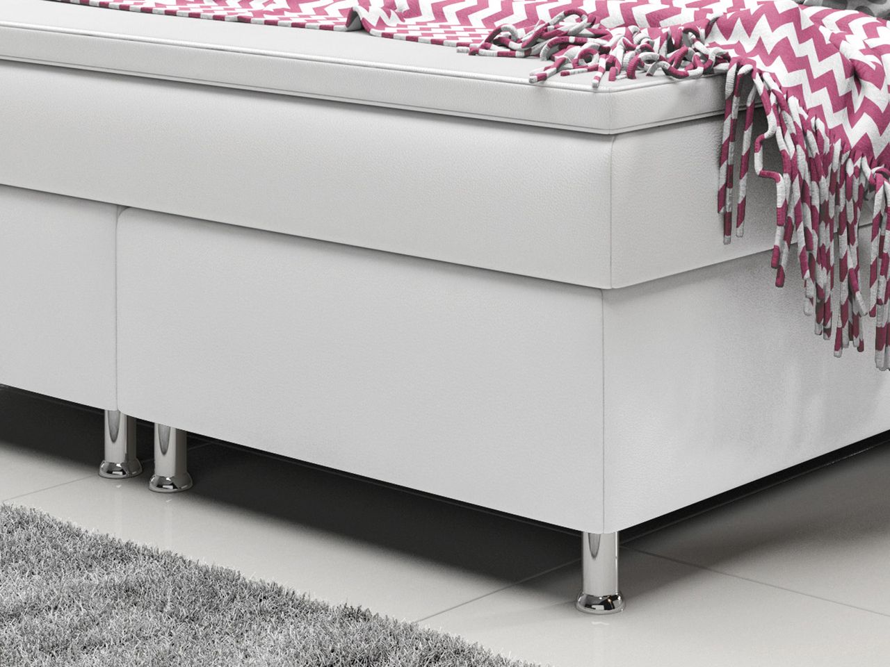 IHG Boxspringbett Madrid 180x200 cm Kunstleder Weiß