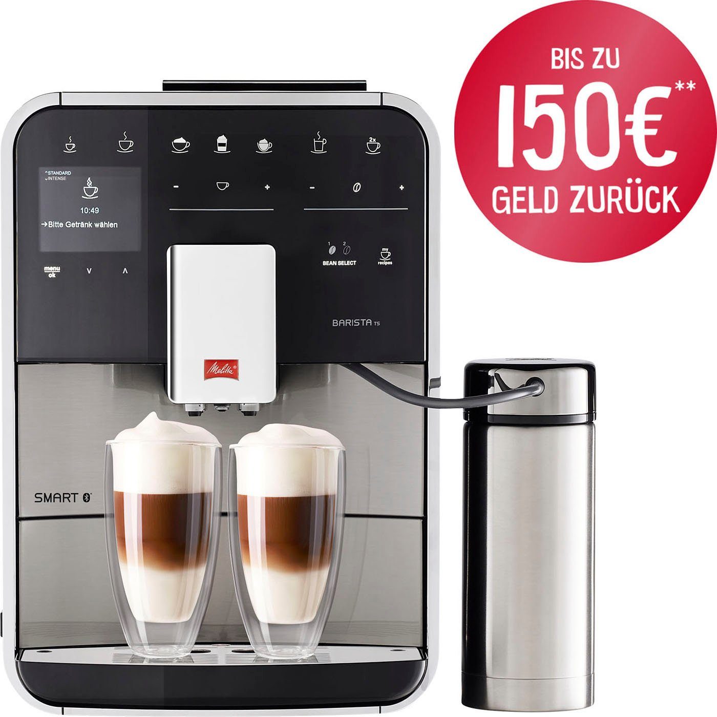 Melitta Kaffeevollautomat Barista TS Smart® F 86/0-100, Edelstahl, Hochwertige Front aus Edelstahl, 21 Kaffeerezepte & 8 Benutzerprofile