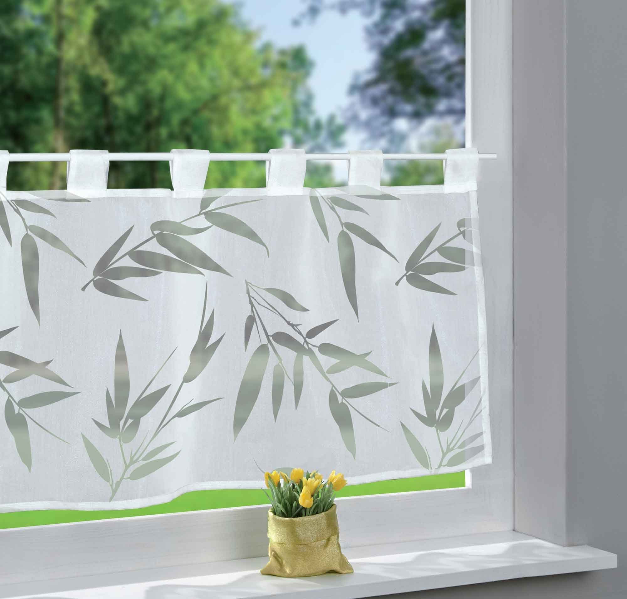 Scheibengardine, Gardinenbox, Schlaufe (1 St), transparent, Voile Ulm Sichtschutz Küchenfenster 202071