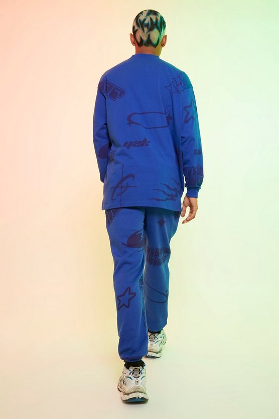 Oversize T-Shirt Trainingsanzug mit Print