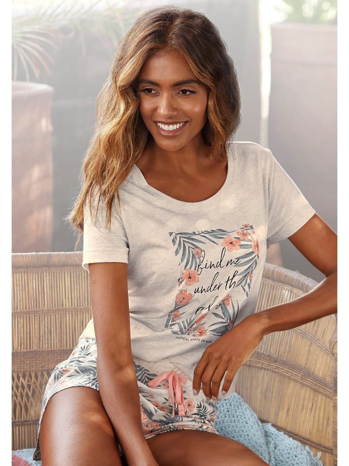 LASCANA Shorty in sand-bedruckt günstig kaufen