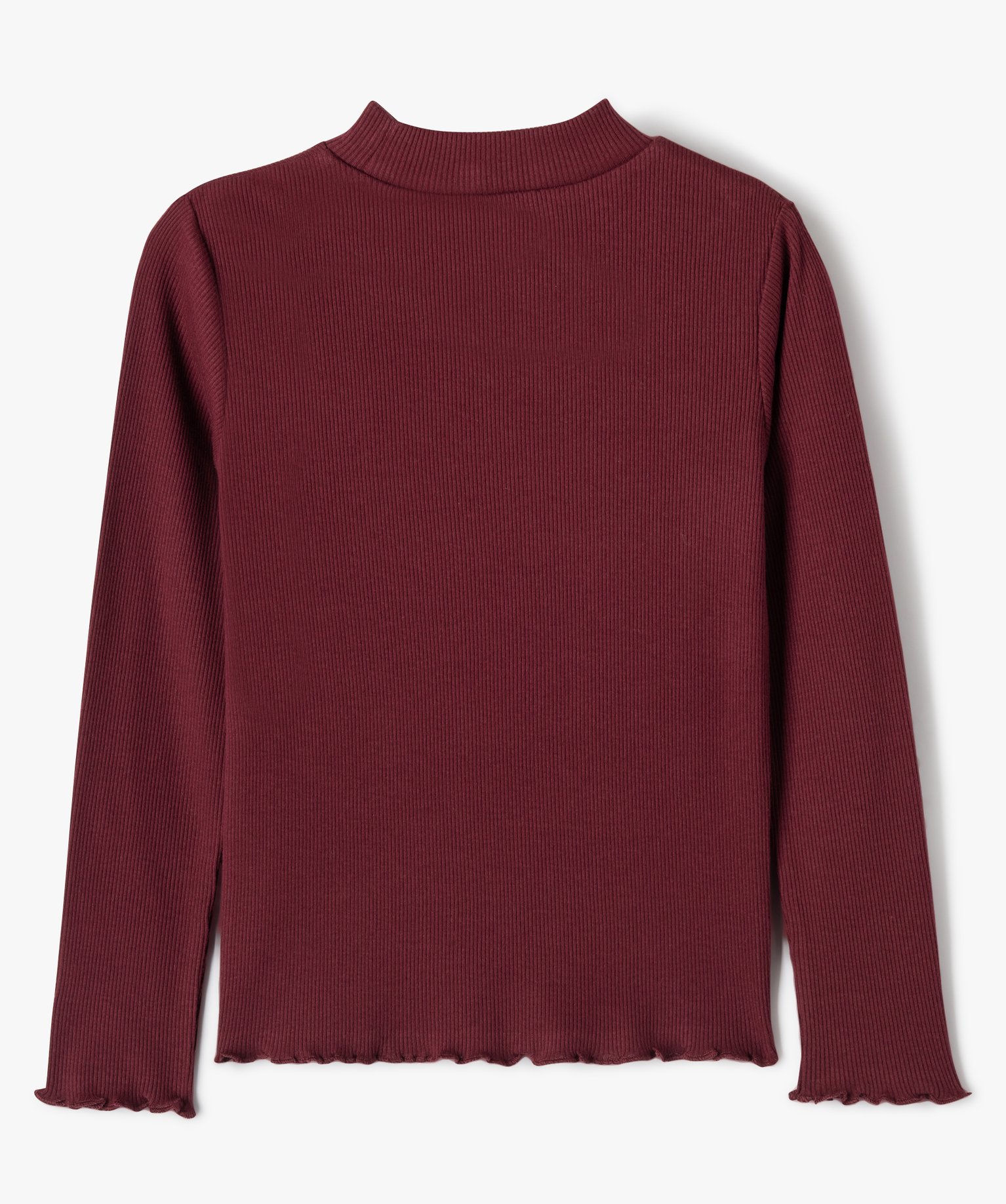 Tee-shirt à manches longues en maille ctelée fille rouge fonce | GEMO