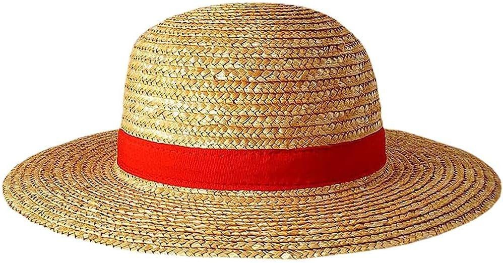 24costumes Strohhut Strohhut von Ruffy Luffy Piece Anime Cosplay Kostüm Anime Kinngurt, hochwertige Verarbeitung, Sonnenschutz, Anime Replica