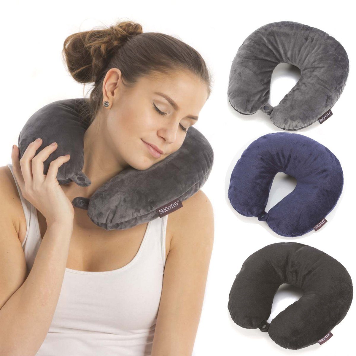 Smoothy Nackenkissen Reise Nackenkissen, Mikroperlen Füllung & Fleece Bezug