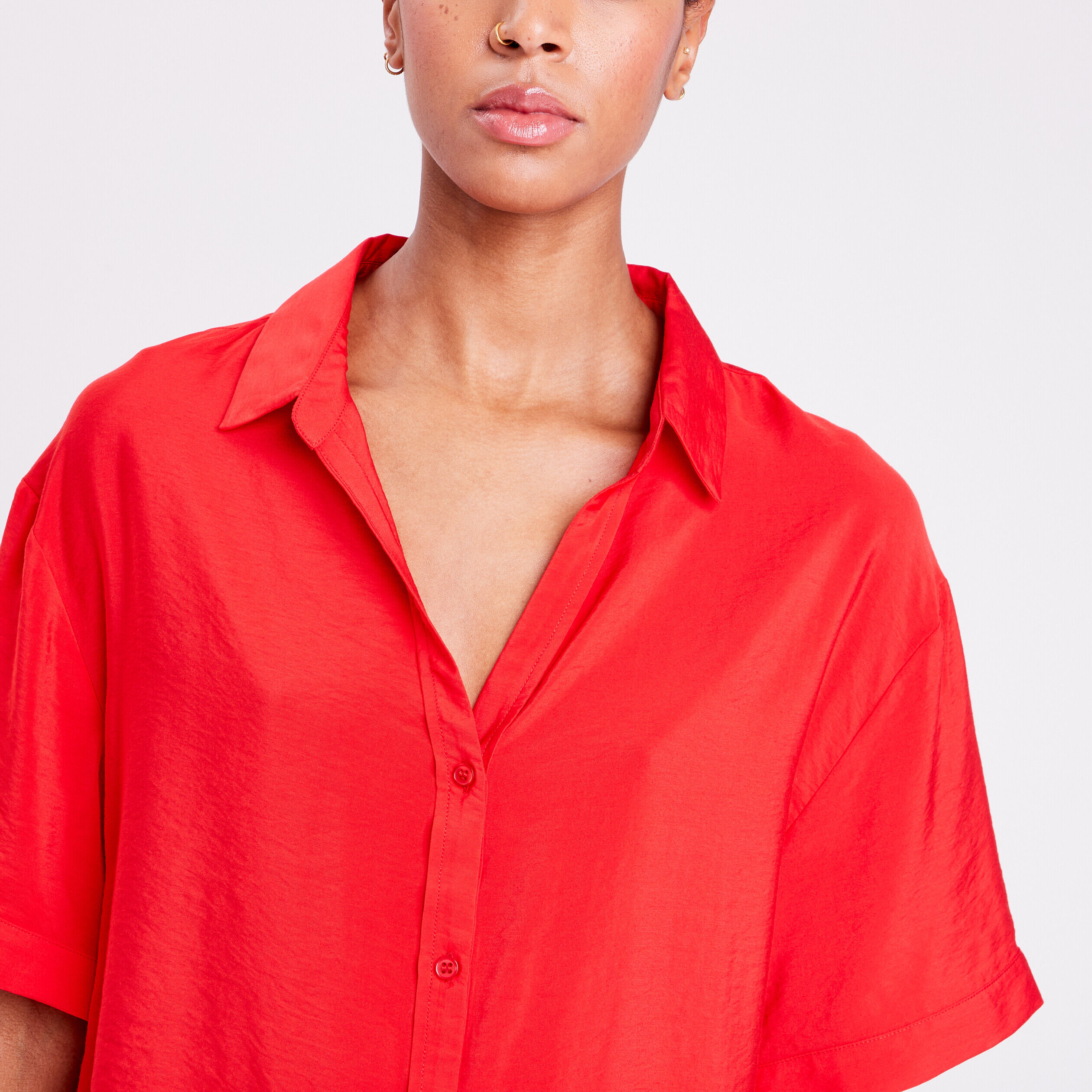 Chemise manches courtes rouge femme | Cache Cache