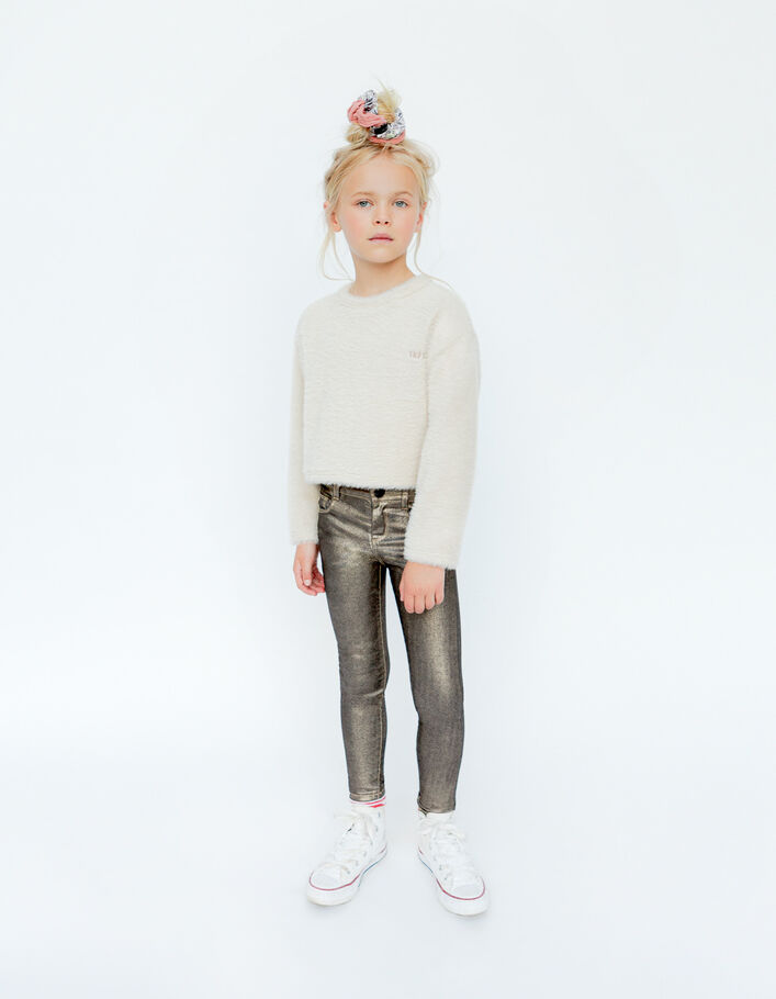 Jean SKINNY champagne enduit fille