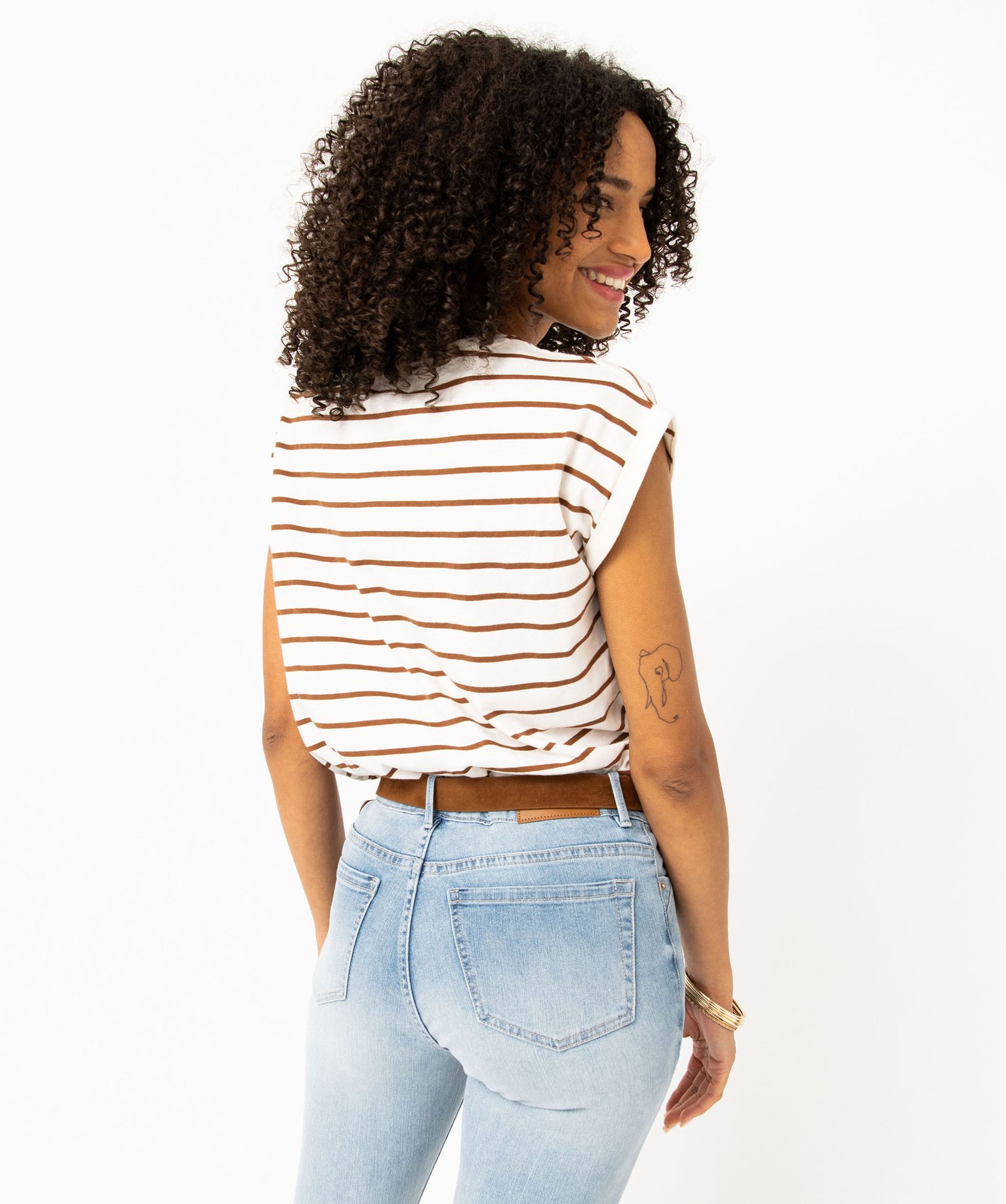 Tee-shirt femme rayé à manches ultra courtes raye | GEMO