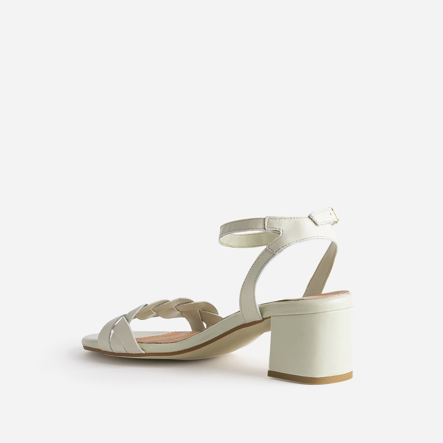 Sandale en cuir blanc cassé