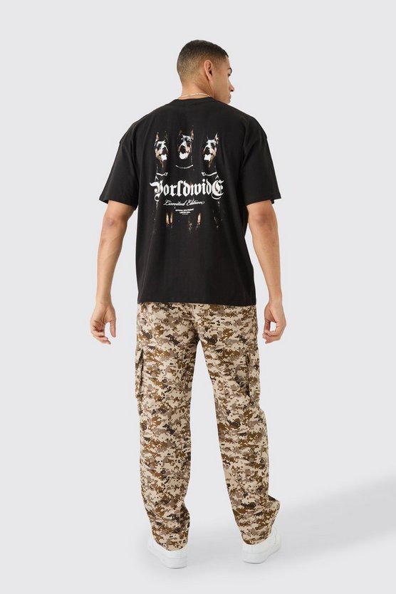 Kastiges Oversize T-Shirt mit Worldwide-Print