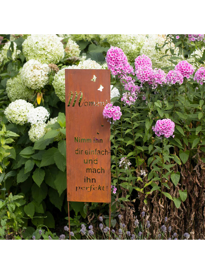 UNUS Gartenschild Rost Moment Spruch in Braun günstig kaufen