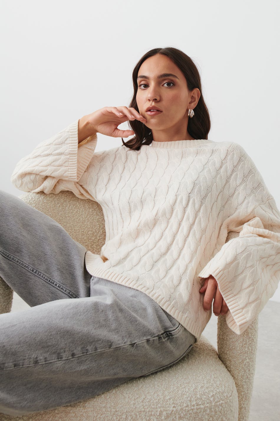 Knitted cable sweater