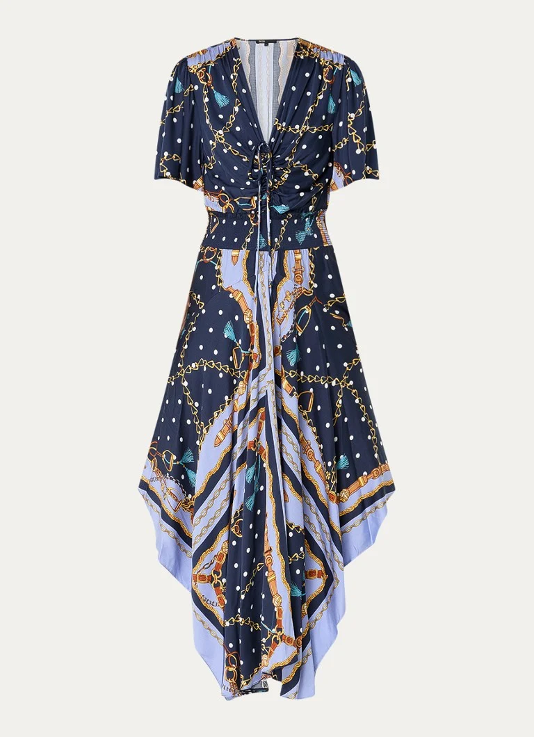 Vestido midi de Maje con estampado y detalle de lazo.